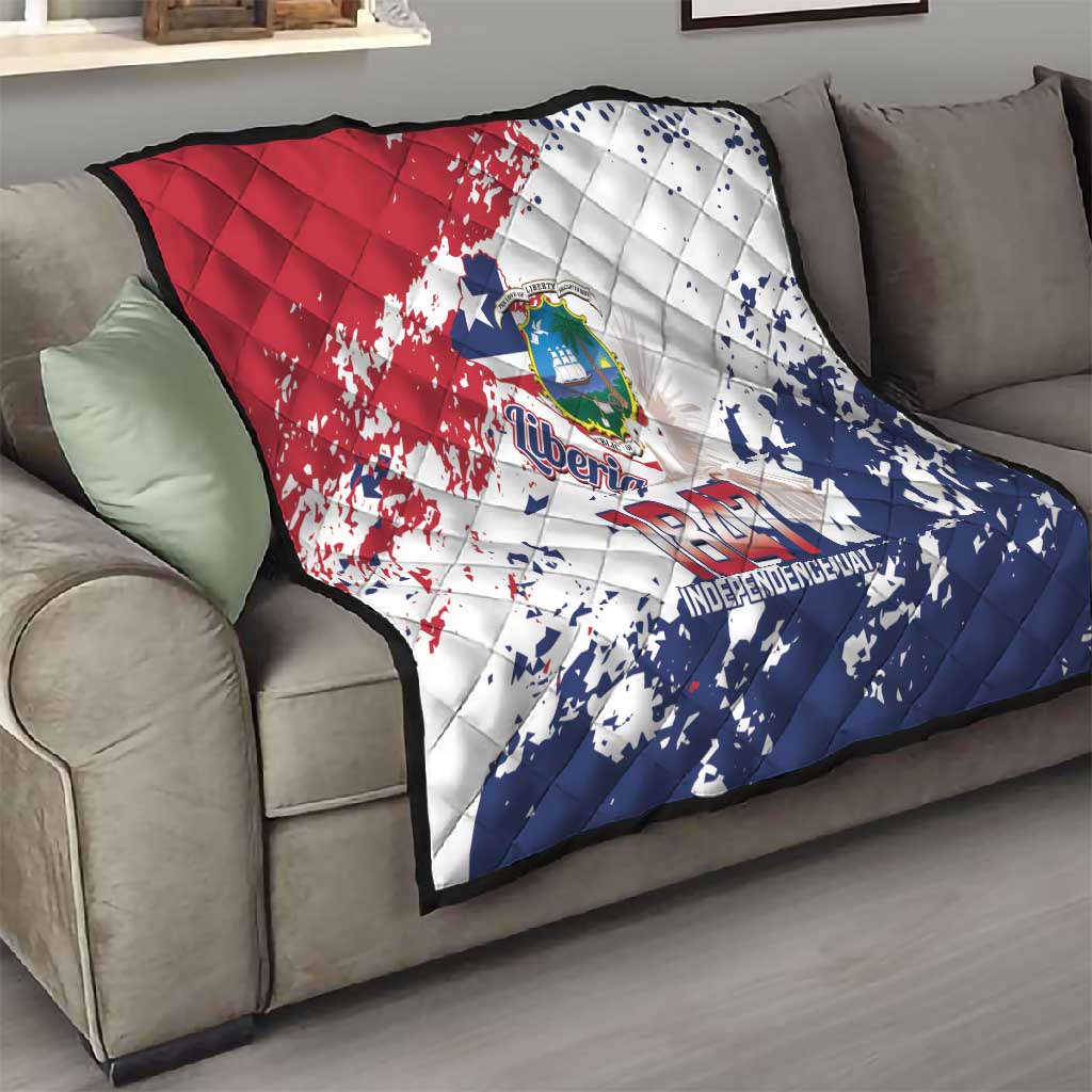 Afro Liberia 1847 Independence Day Quilt Coat Of Arms Grunge Style LT14