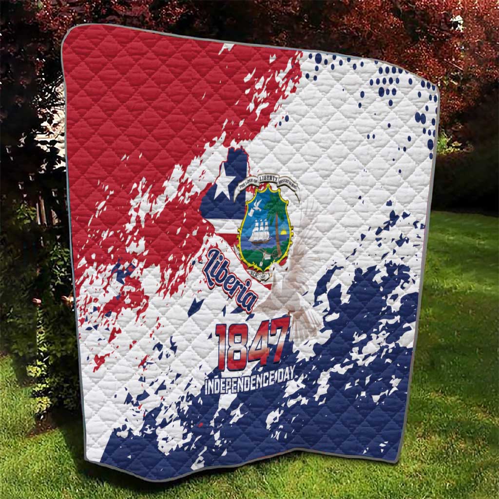 Afro Liberia 1847 Independence Day Quilt Coat Of Arms Grunge Style LT14