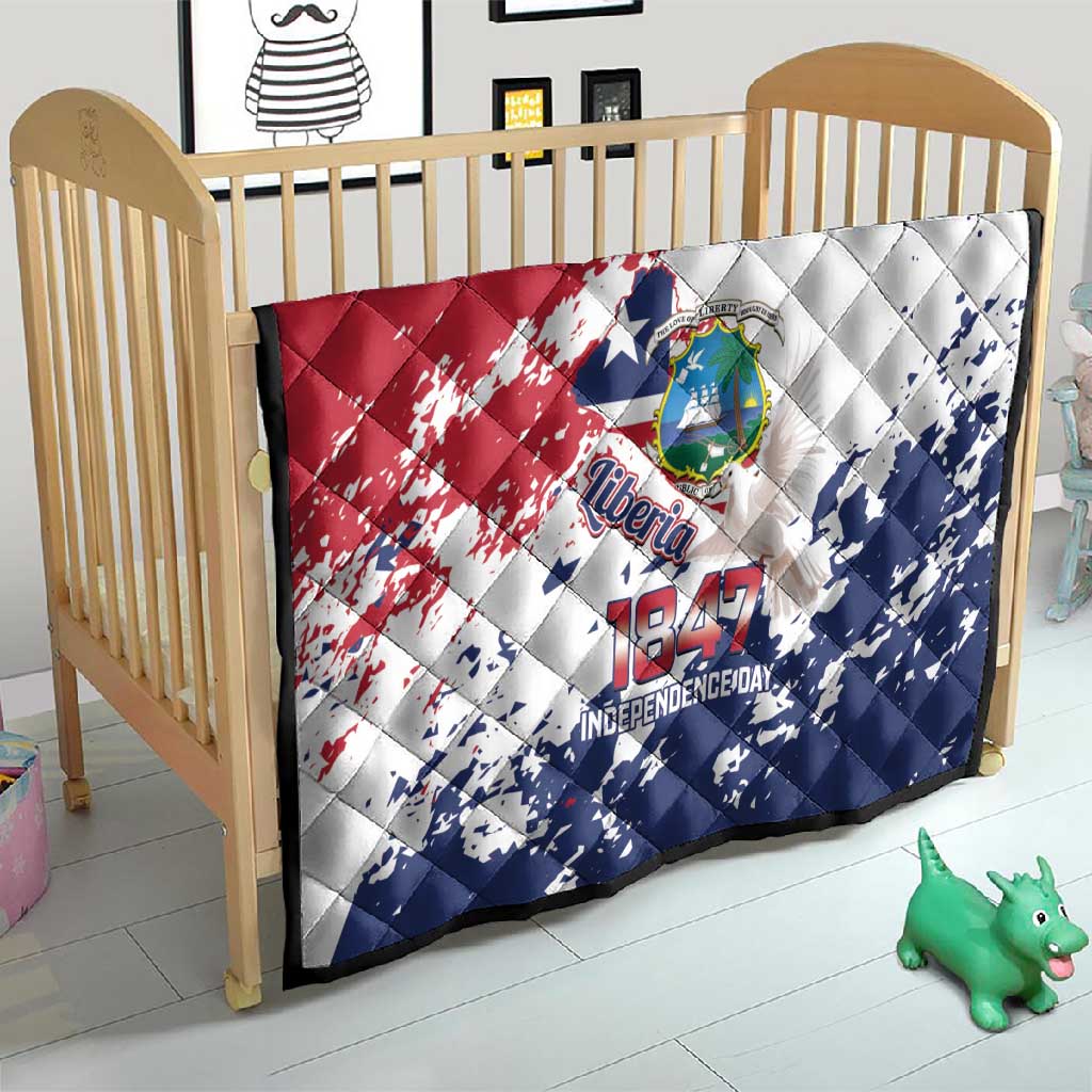 Afro Liberia 1847 Independence Day Quilt Coat Of Arms Grunge Style LT14