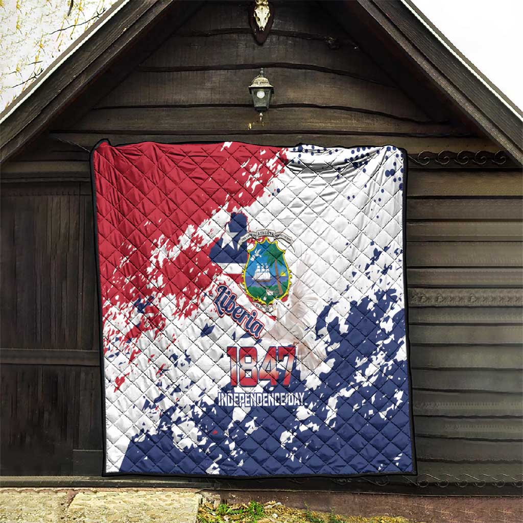 Afro Liberia 1847 Independence Day Quilt Coat Of Arms Grunge Style LT14