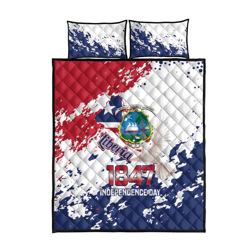 Afro Liberia 1847 Independence Day Quilt Bed Set Coat Of Arms Grunge Style LT14