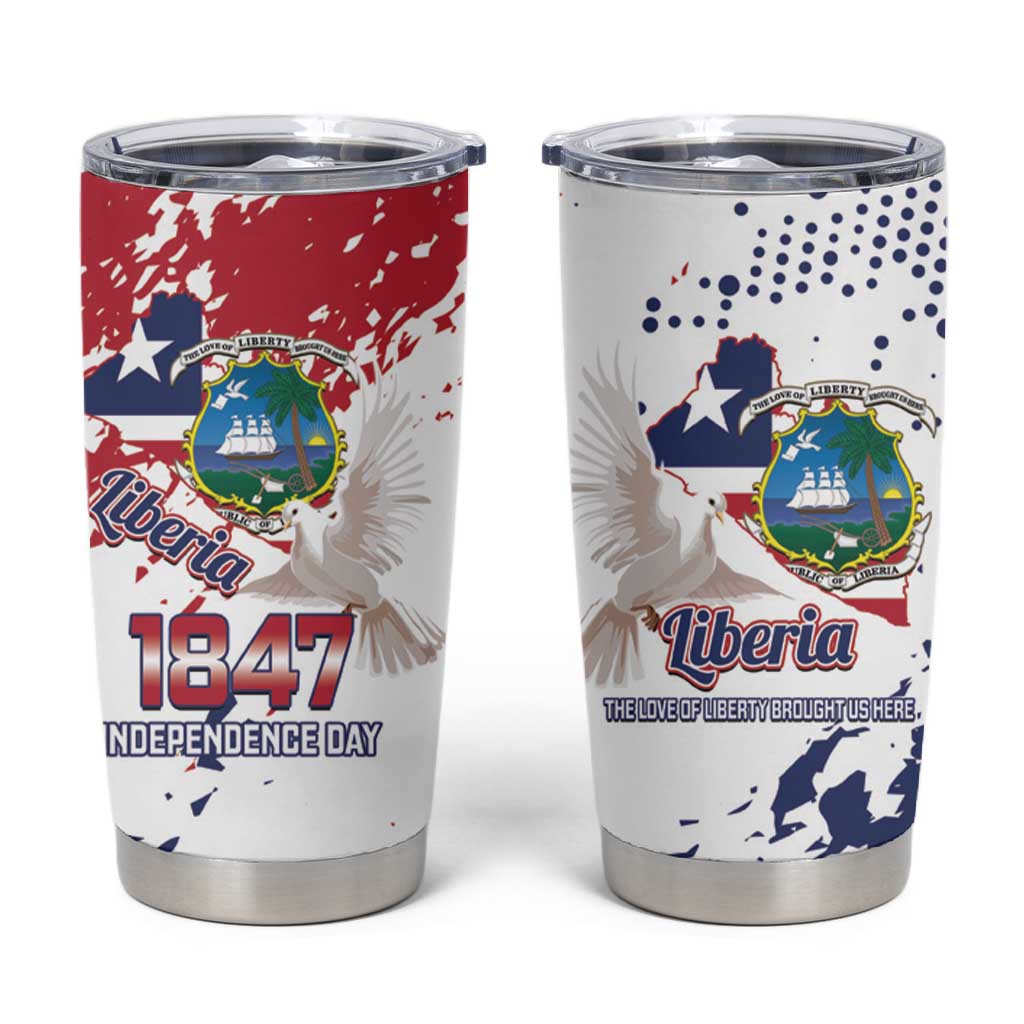 Afro Liberia 1847 Independence Day Tumbler Cup Coat Of Arms Grunge Style LT14