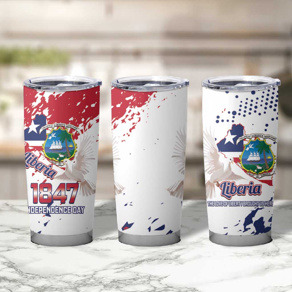 Afro Liberia 1847 Independence Day Tumbler Cup Coat Of Arms Grunge Style LT14