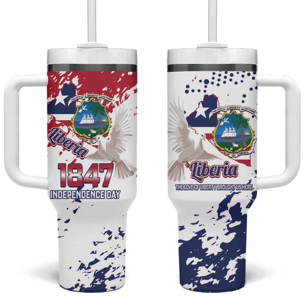 Afro Liberia 1847 Independence Day Tumbler With Handle Coat Of Arms Grunge Style LT14