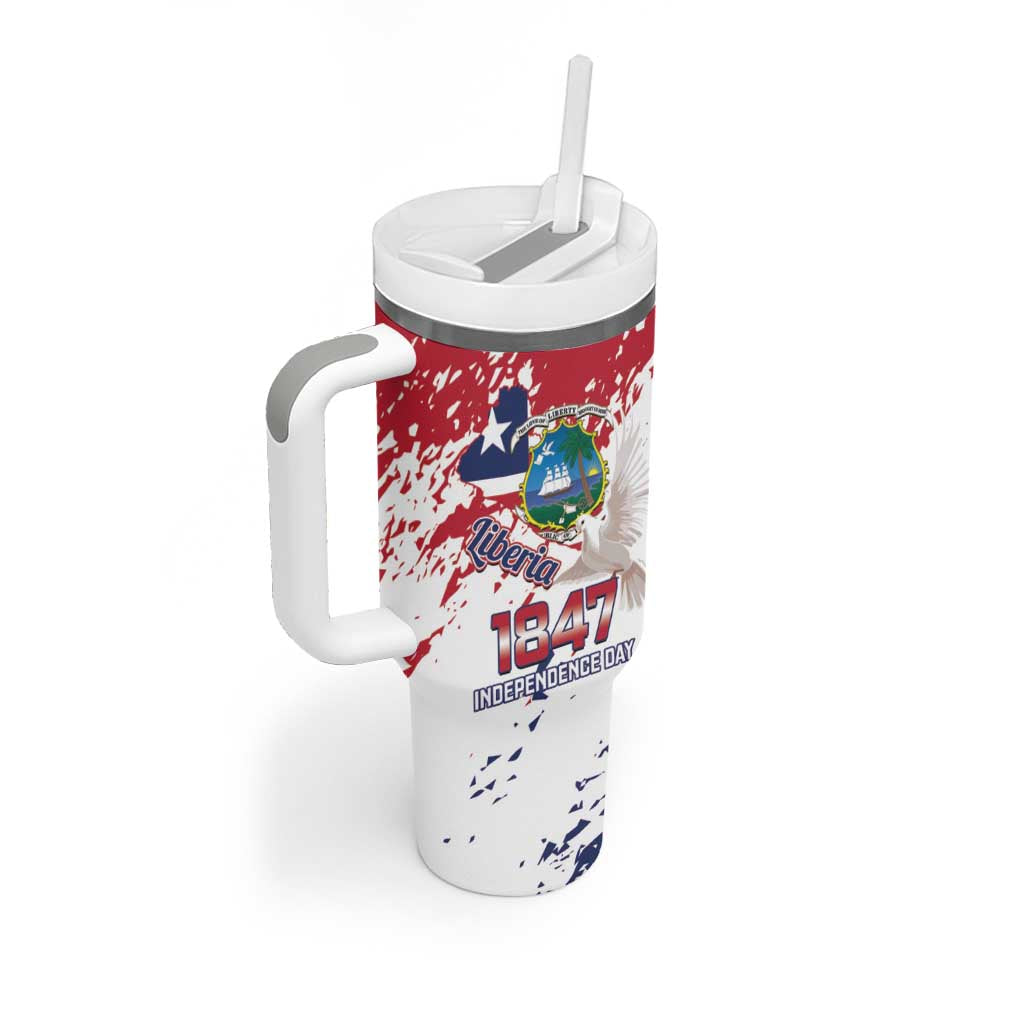 Afro Liberia 1847 Independence Day Tumbler With Handle Coat Of Arms Grunge Style LT14