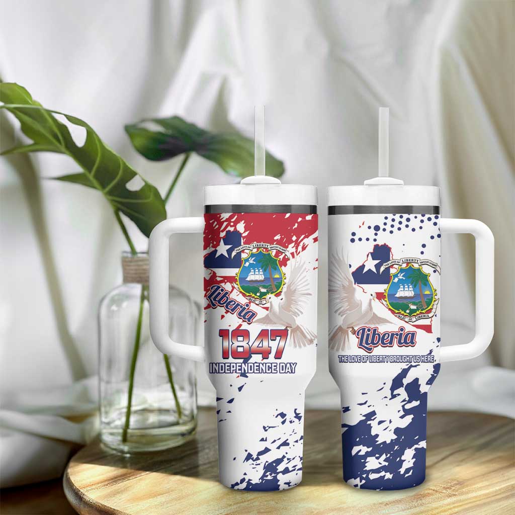 Afro Liberia 1847 Independence Day Tumbler With Handle Coat Of Arms Grunge Style LT14