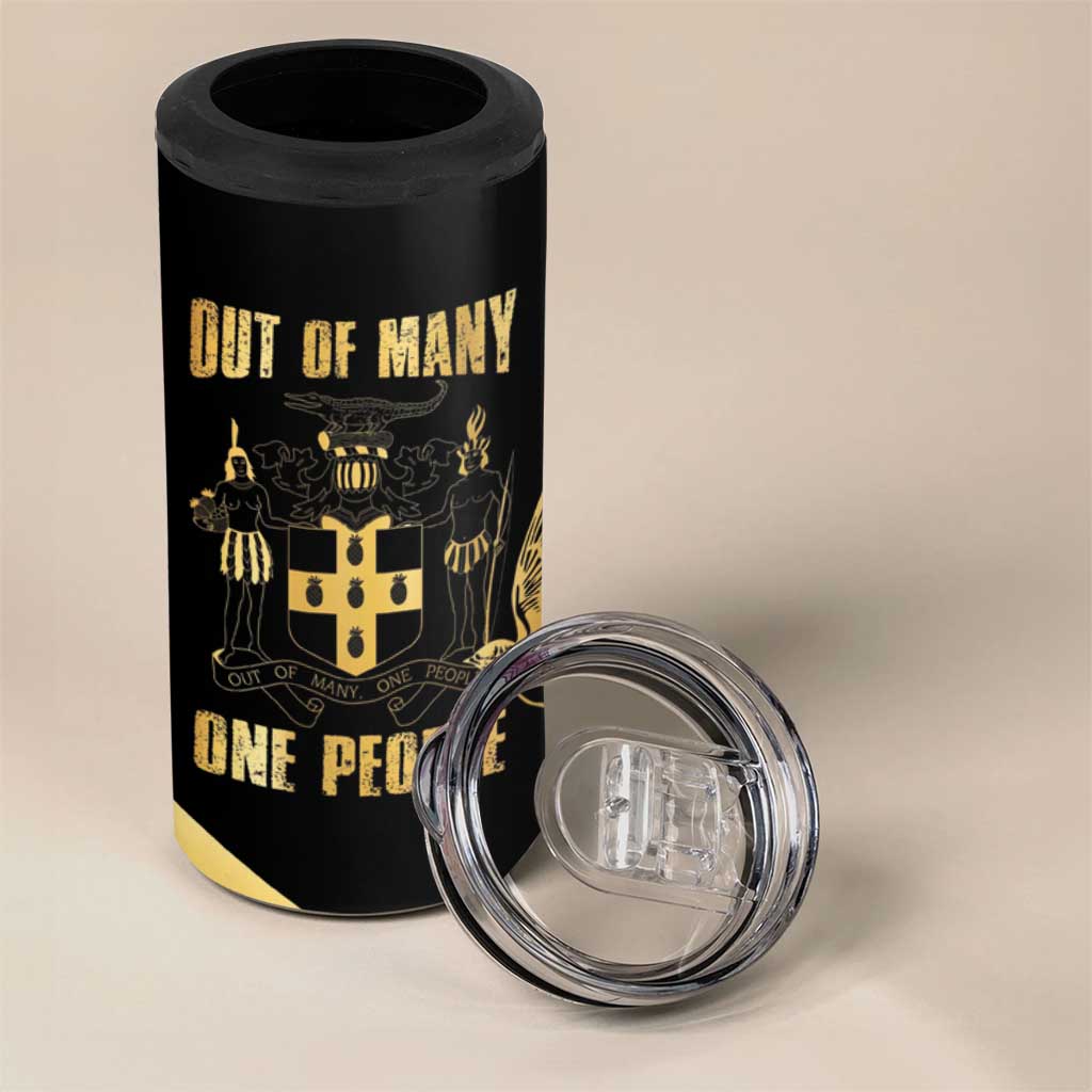 Jumieka Independence Day 4 in 1 Can Cooler Tumbler Out Of Many, One People Gold Color LT14