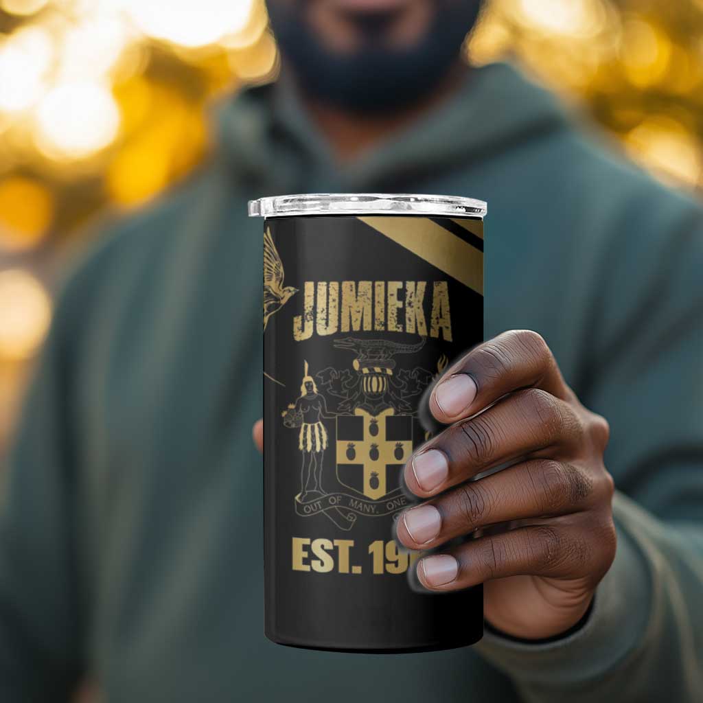Jumieka Independence Day 4 in 1 Can Cooler Tumbler Out Of Many, One People Gold Color LT14