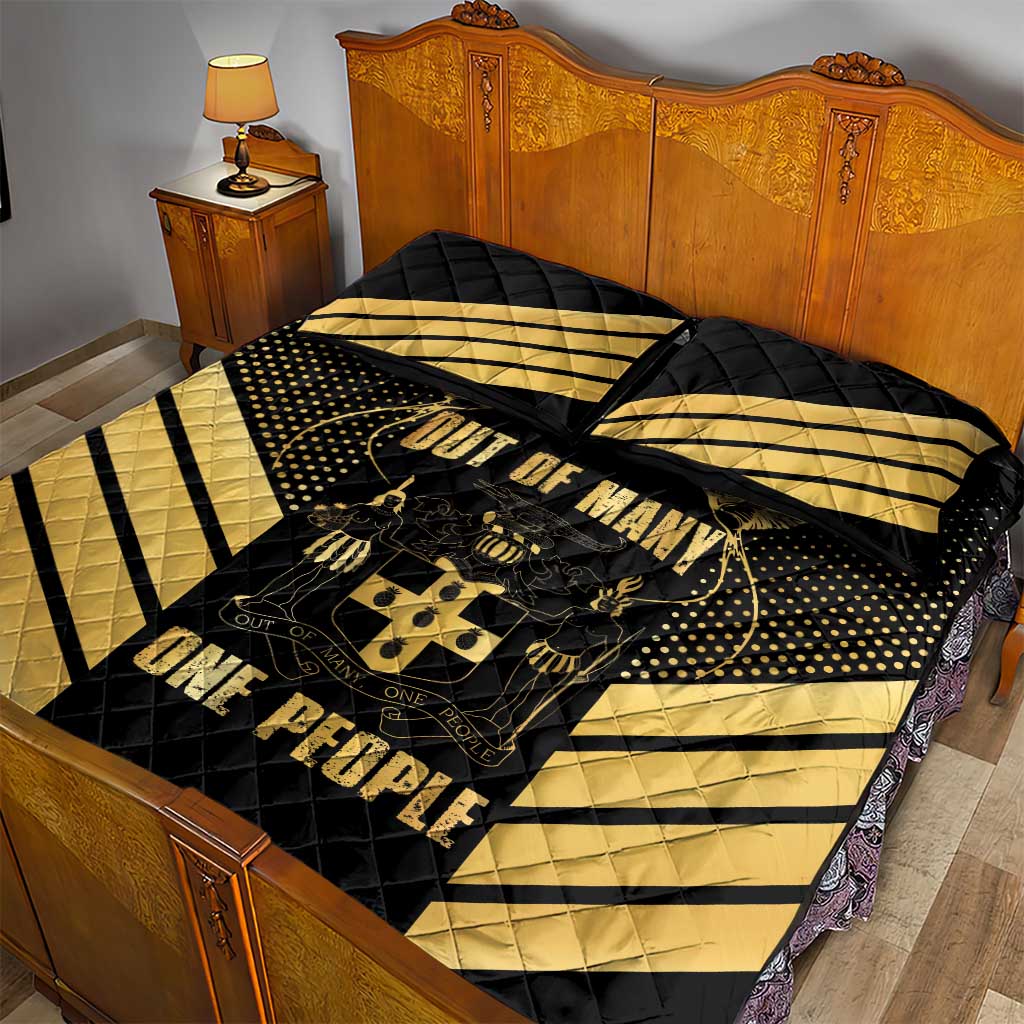 Jumieka Independence Day Quilt Bed Set Out Of Many, One People Gold Color LT14