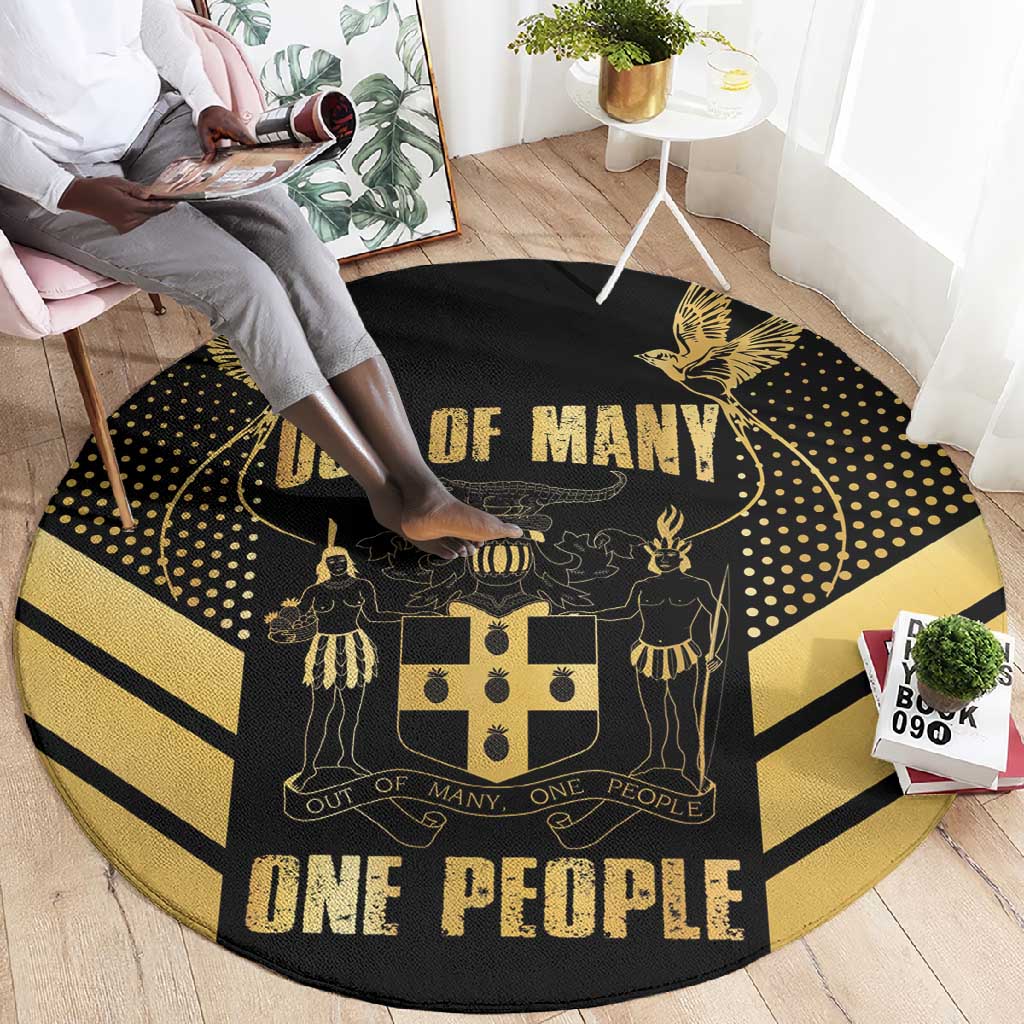 Jumieka Independence Day Round Carpet Out Of Many, One People Gold Color LT14