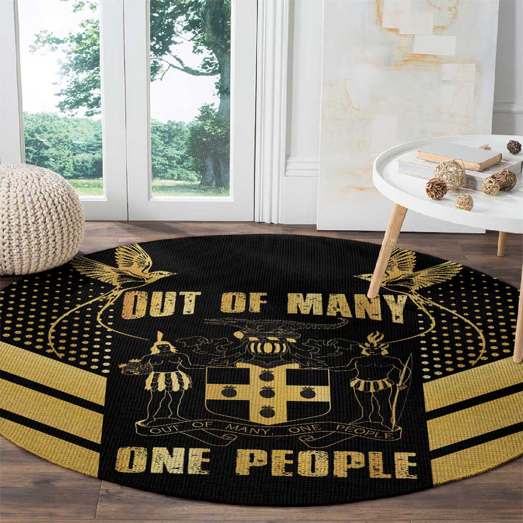 Jumieka Independence Day Round Carpet Out Of Many, One People Gold Color LT14