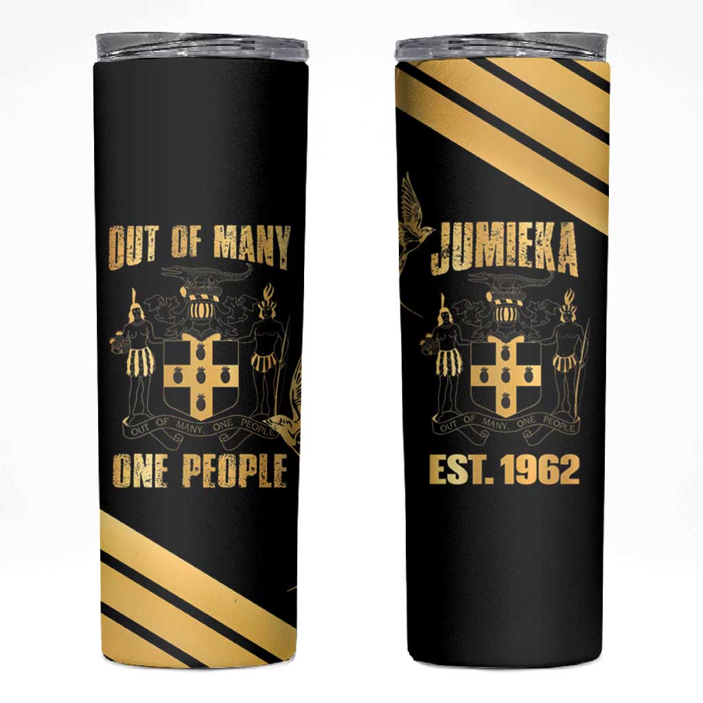 Jumieka Independence Day Skinny Tumbler Out Of Many, One People Gold Color LT14