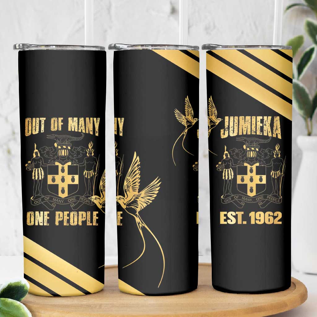 Jumieka Independence Day Skinny Tumbler Out Of Many, One People Gold Color LT14