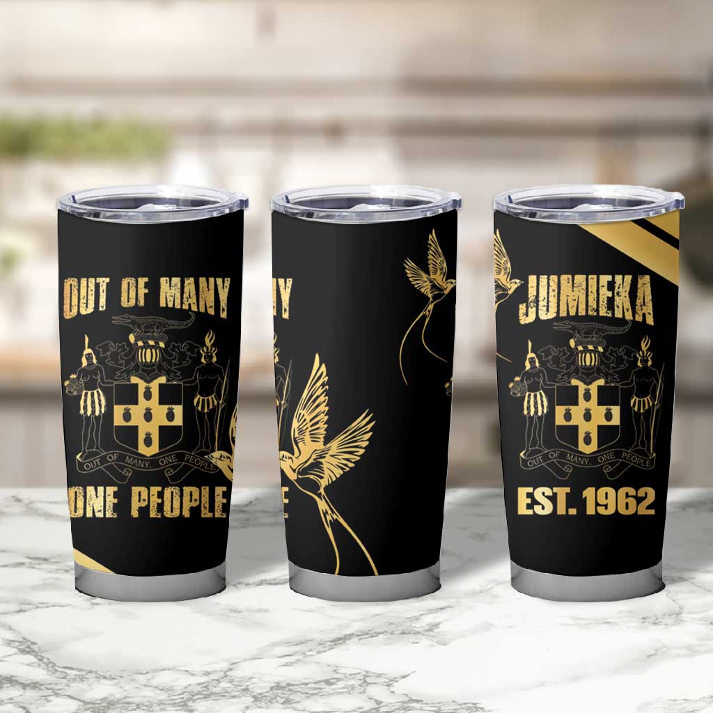 Jumieka Independence Day Tumbler Cup Out Of Many, One People Gold Color LT14