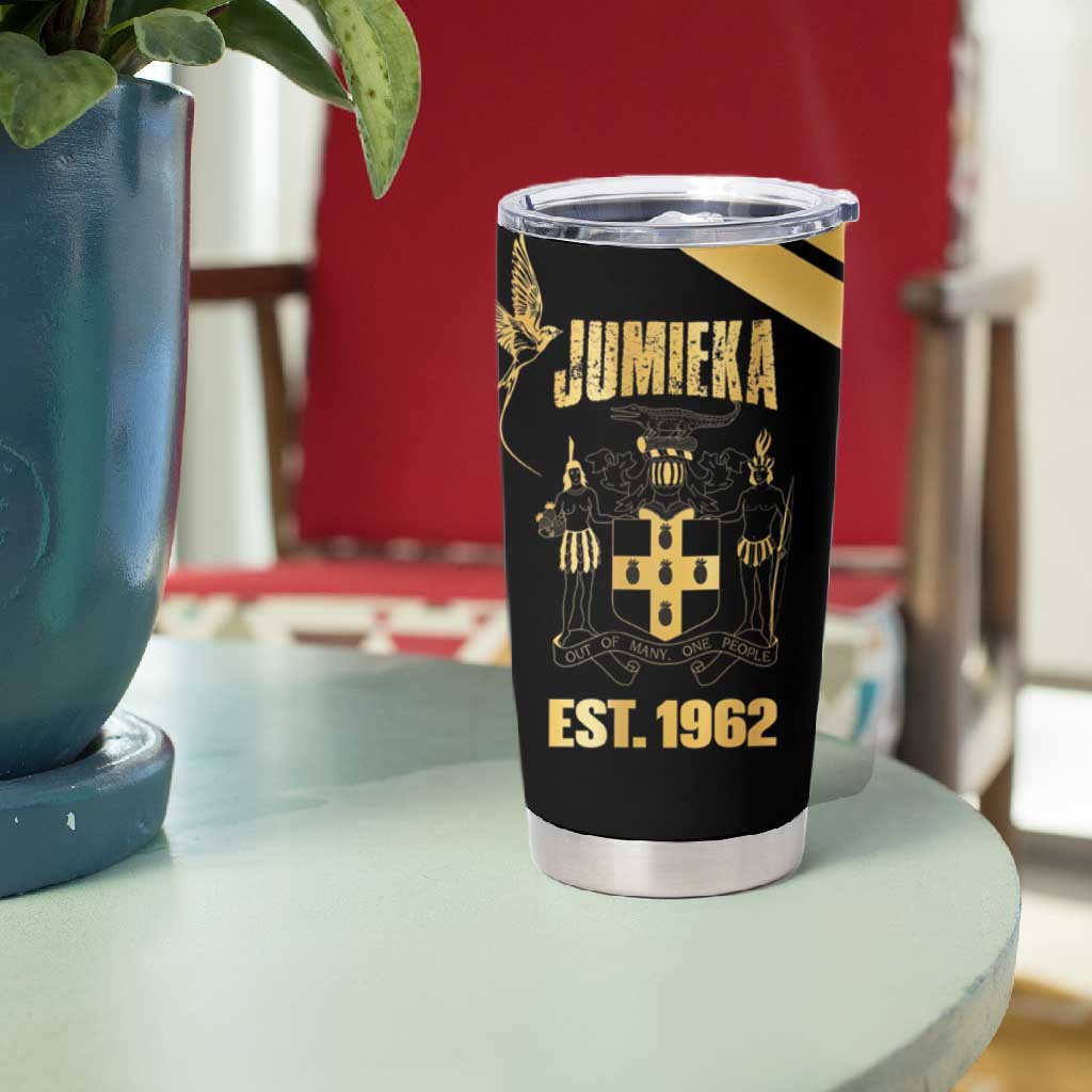 Jumieka Independence Day Tumbler Cup Out Of Many, One People Gold Color LT14