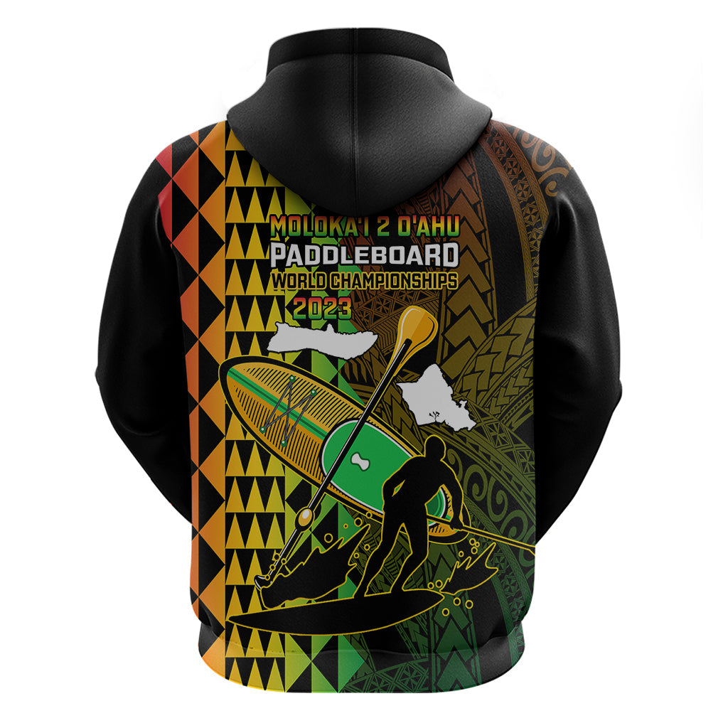 Paddle Board Hawaii Hoodie Molokai 2 Oahu World Championships Kakau Pattern LT14