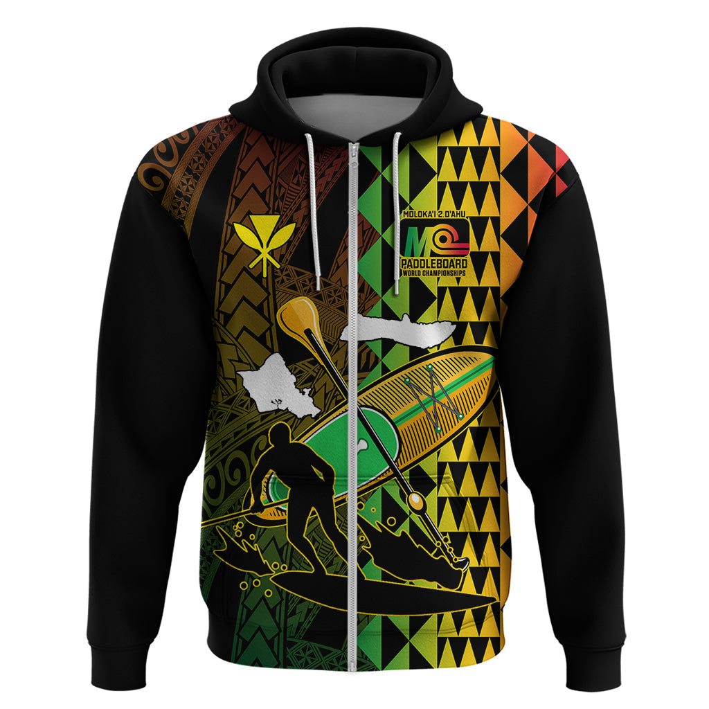 Paddle Board Hawaii Hoodie Molokai 2 Oahu World Championships Kakau Pattern LT14
