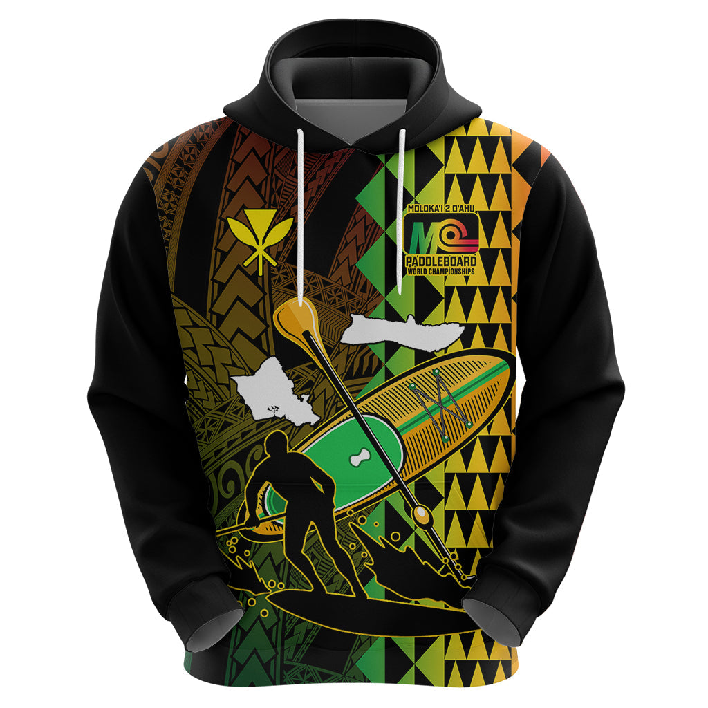 Paddle Board Hawaii Hoodie Molokai 2 Oahu World Championships Kakau Pattern LT14