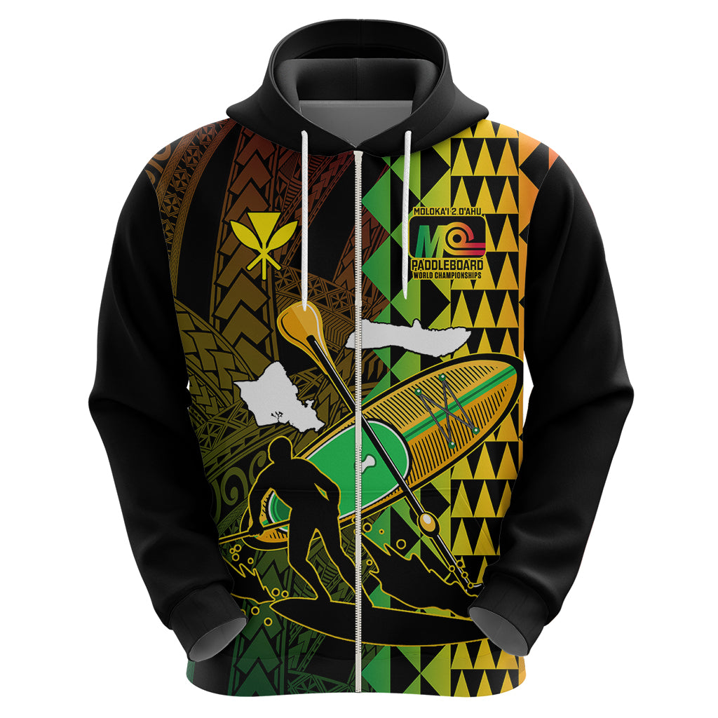 Paddle Board Hawaii Hoodie Molokai 2 Oahu World Championships Kakau Pattern LT14