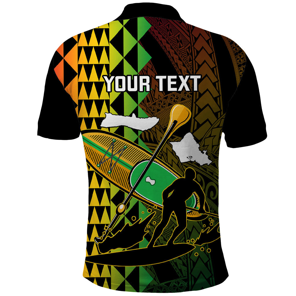 Personalised Paddle Board Hawaii Polo Shirt Molokai 2 Oahu World Championships Kakau Pattern LT14