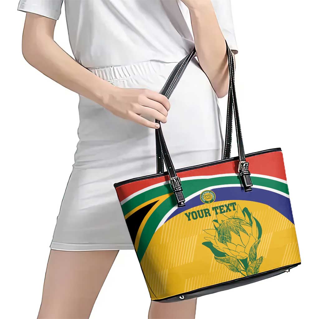 Custom South Africa Cricket Leather Tote Bag Go Champions World Cup Proteas LT14