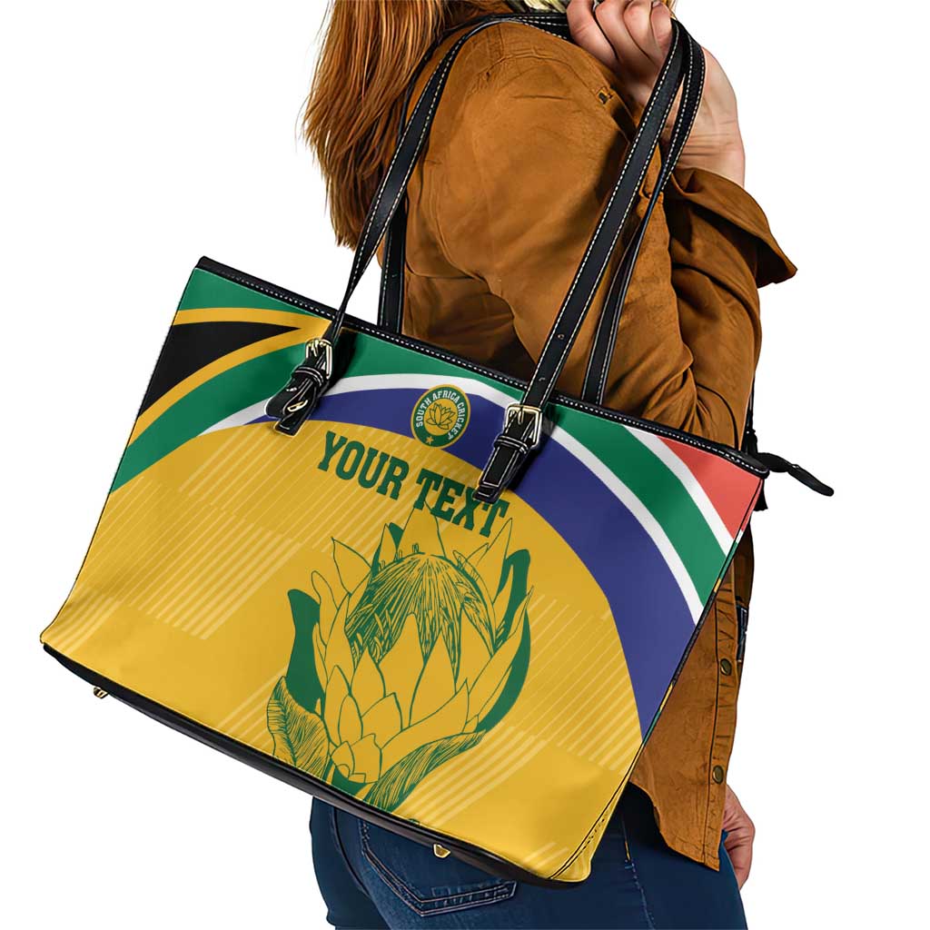 Custom South Africa Cricket Leather Tote Bag Go Champions World Cup Proteas LT14