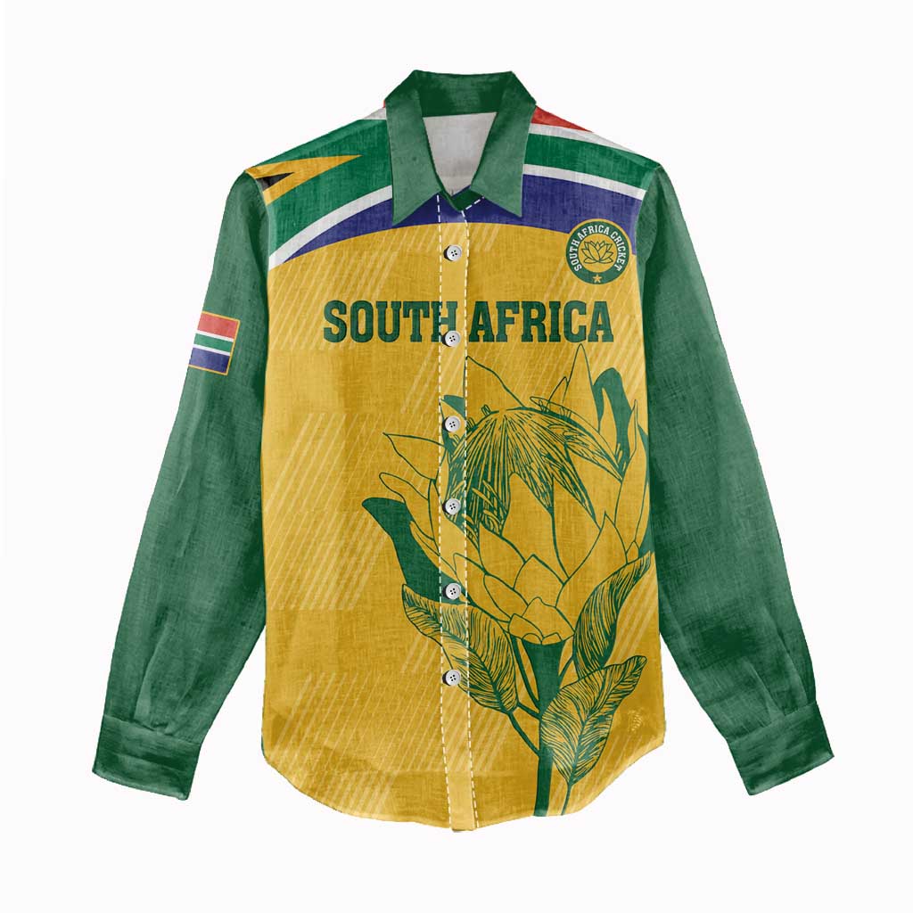 Custom South Africa Cricket Women Casual Shirt Go Champions World Cup Proteas LT14