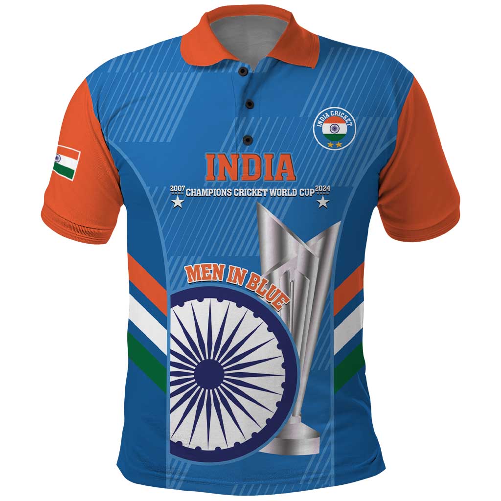 Custom India Cricket Polo Shirt 2nd Champions World Cup Men In Blue LT14