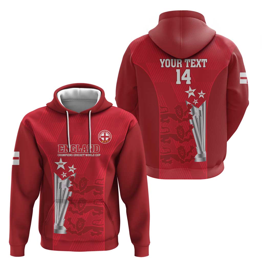 Custom England Cricket Hoodie 3rd Champions World Cup Proud LT14