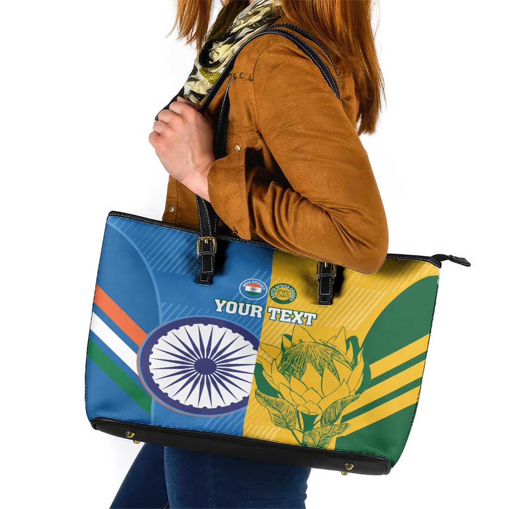 Custom India And South Africa Cricket Leather Tote Bag 2024 Together Dynamic Version LT14