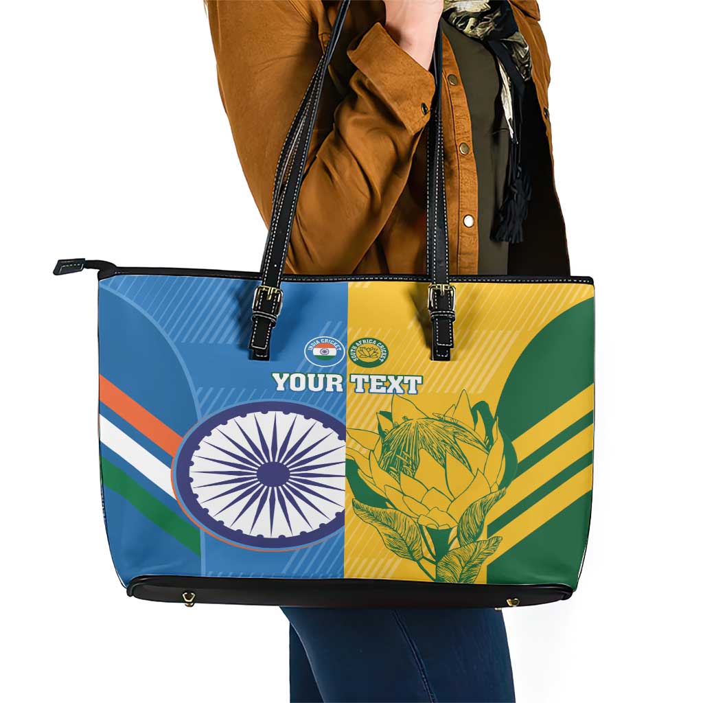 Custom India And South Africa Cricket Leather Tote Bag 2024 Together Dynamic Version LT14