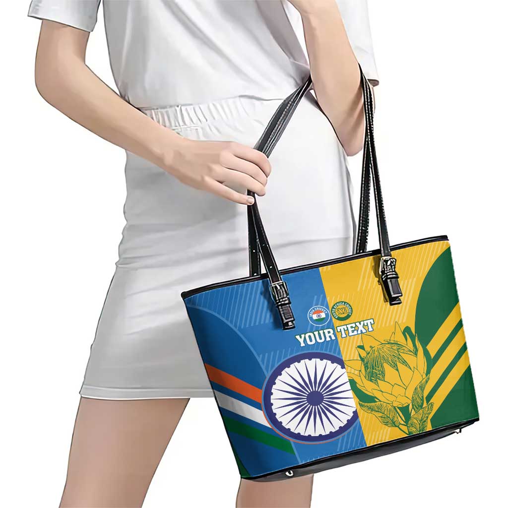 Custom India And South Africa Cricket Leather Tote Bag 2024 Together Dynamic Version LT14