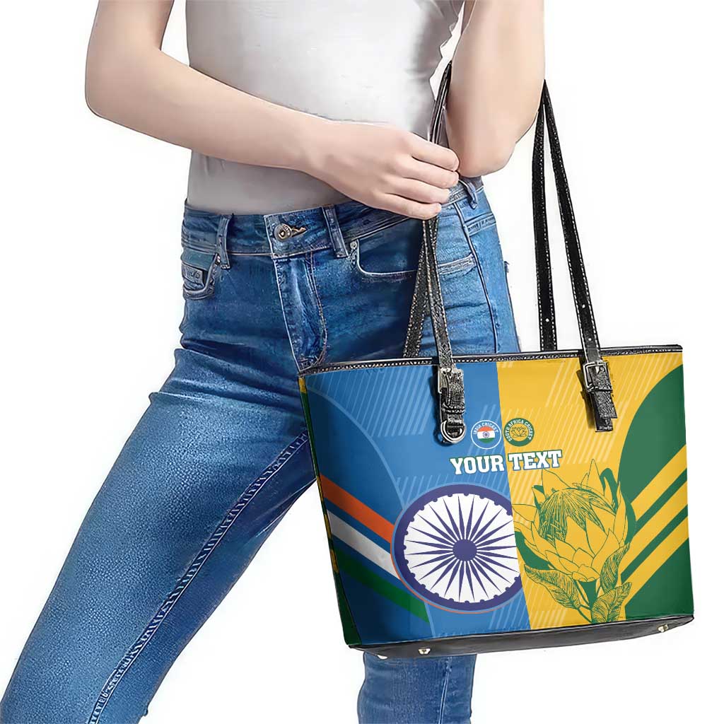 Custom India And South Africa Cricket Leather Tote Bag 2024 Together Dynamic Version LT14