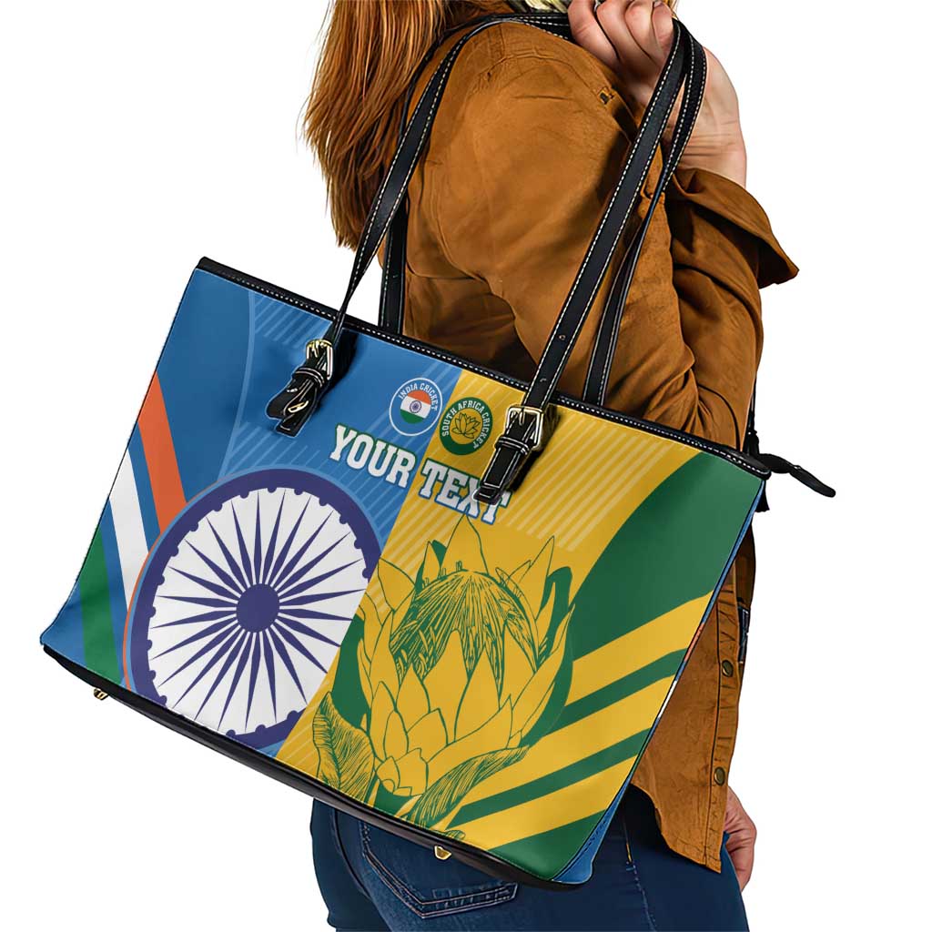 Custom India And South Africa Cricket Leather Tote Bag 2024 Together Dynamic Version LT14