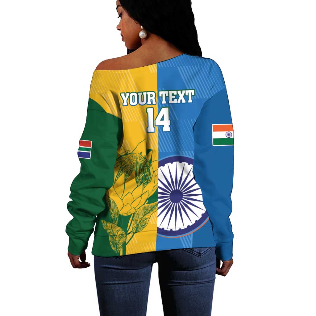 Custom India And South Africa Cricket Off Shoulder Sweater 2024 Together Dynamic Version LT14