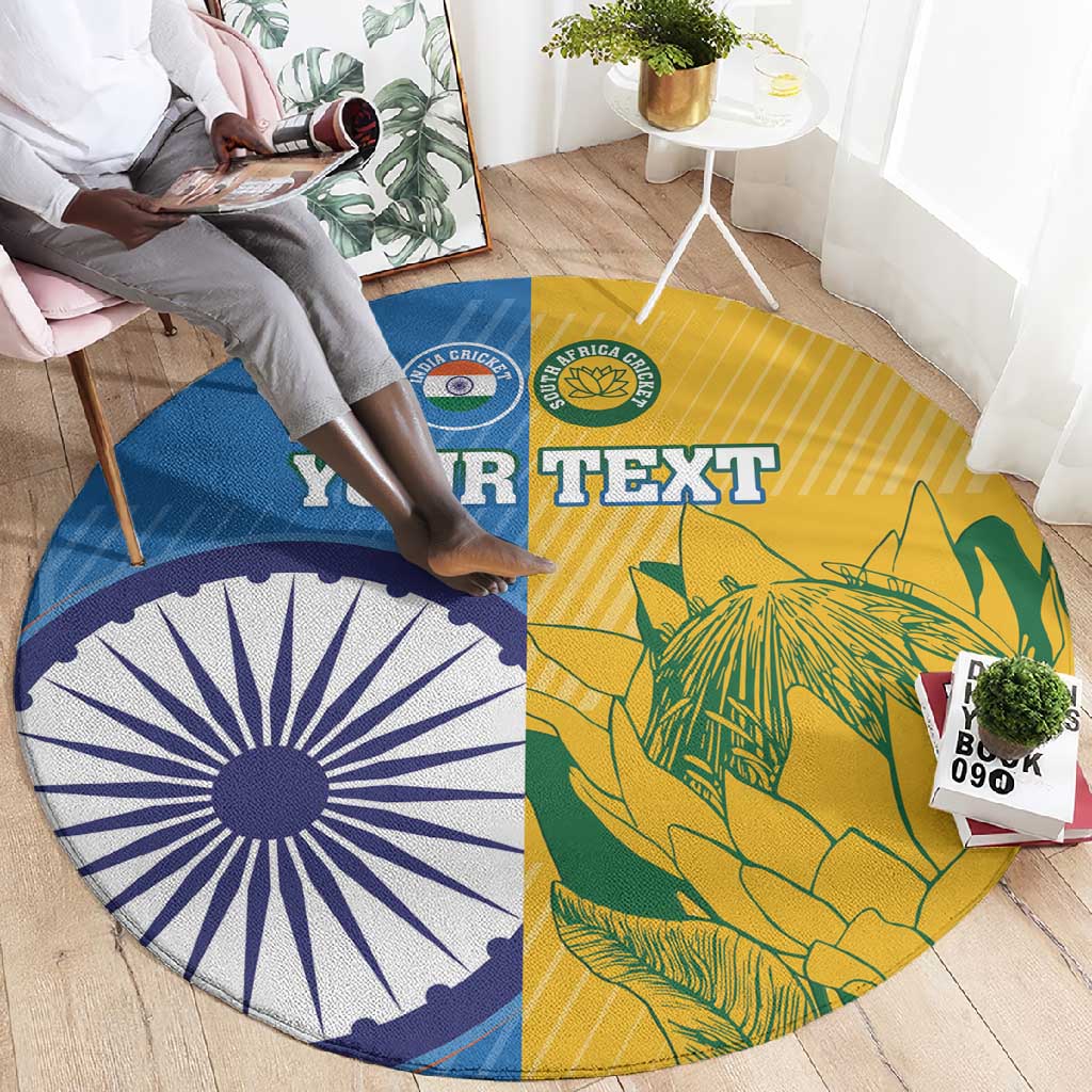 Custom India And South Africa Cricket Round Carpet 2024 Together Dynamic Version LT14