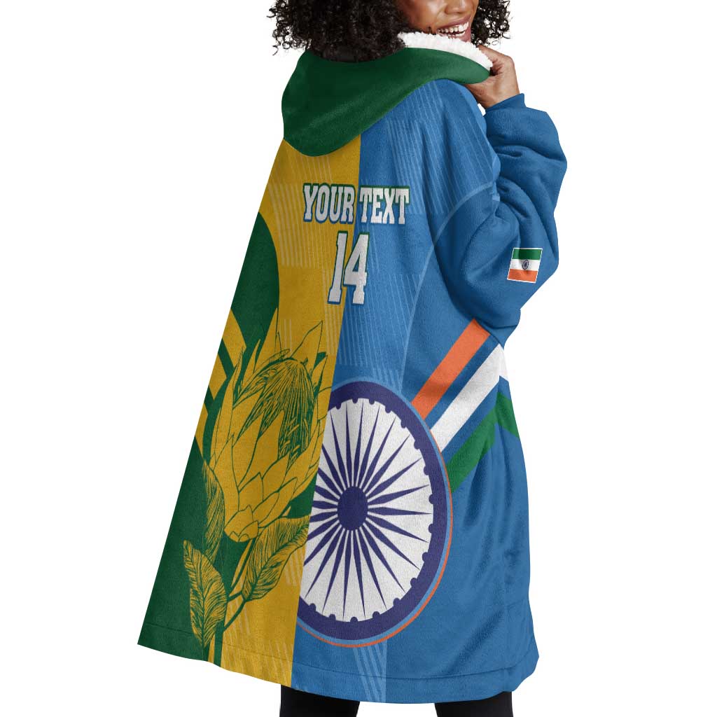 Custom India And South Africa Cricket Wearable Blanket Hoodie 2024 Together Dynamic Version LT14