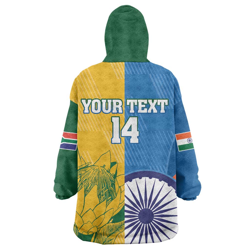 Custom India And South Africa Cricket Wearable Blanket Hoodie 2024 Together Dynamic Version LT14