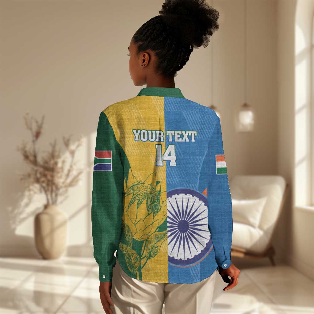Custom India And South Africa Cricket Women Casual Shirt 2024 Together Dynamic Version LT14