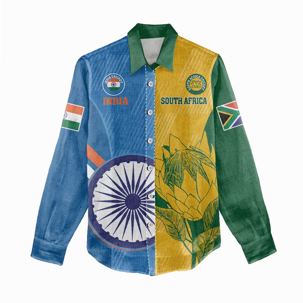 Custom India And South Africa Cricket Women Casual Shirt 2024 Together Dynamic Version LT14