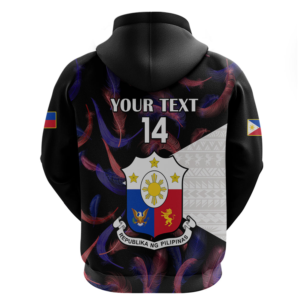 Custom Philippines Football Hoodie 2023 World Cup Go Filipinas Feather Black Version LT14
