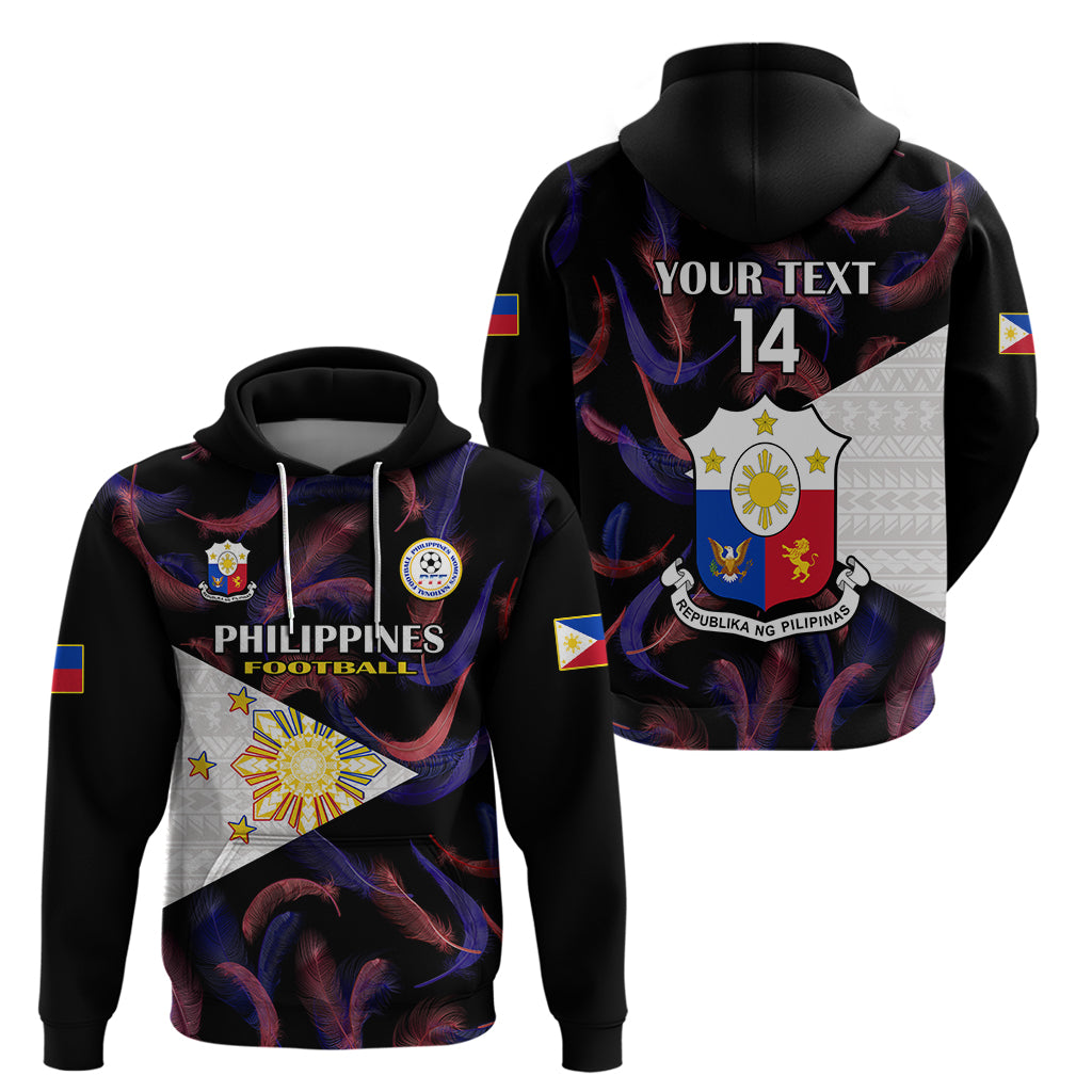 Custom Philippines Football Hoodie 2023 World Cup Go Filipinas Feather Black Version LT14