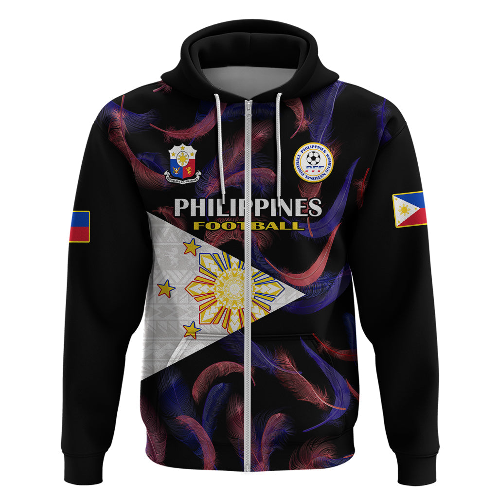 Custom Philippines Football Hoodie 2023 World Cup Go Filipinas Feather Black Version LT14