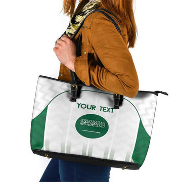 Custom Saudi Arabia Football Leather Tote Bag Go Green Falcons Sporty - White Version LT14