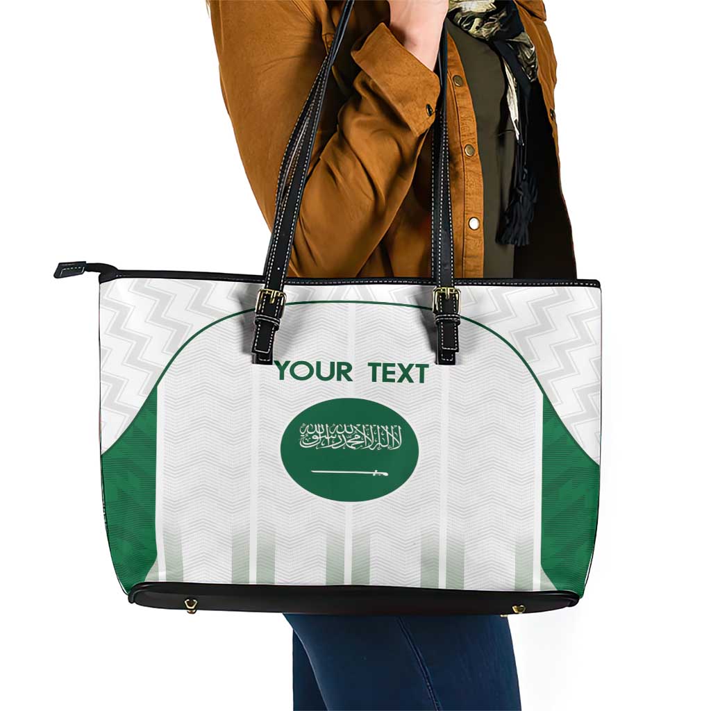 Custom Saudi Arabia Football Leather Tote Bag Go Green Falcons Sporty - White Version LT14