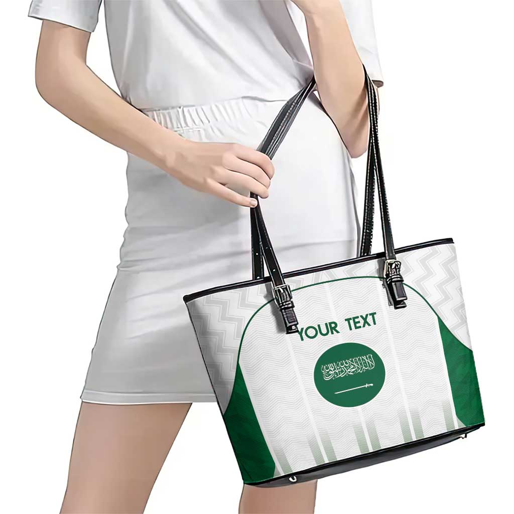 Custom Saudi Arabia Football Leather Tote Bag Go Green Falcons Sporty - White Version LT14