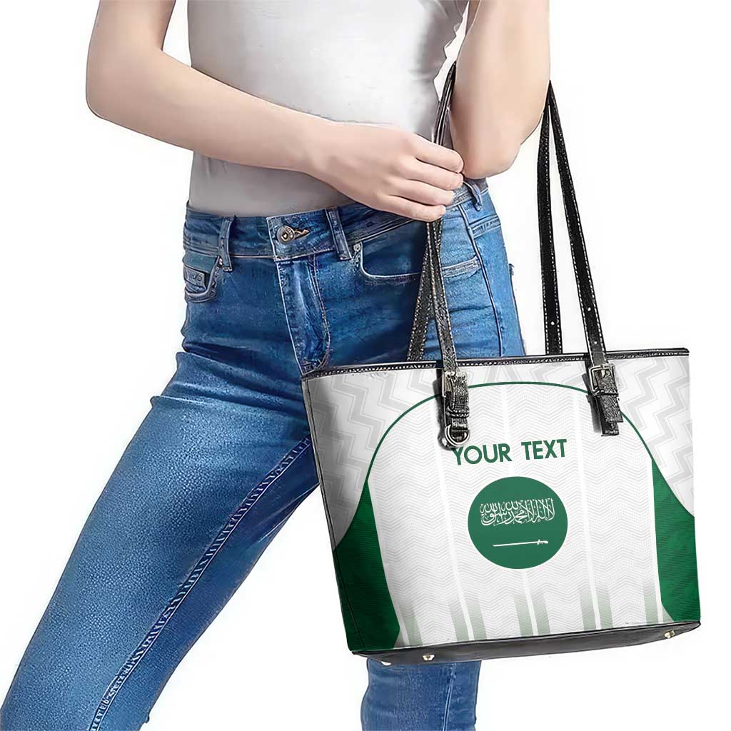 Custom Saudi Arabia Football Leather Tote Bag Go Green Falcons Sporty - White Version LT14
