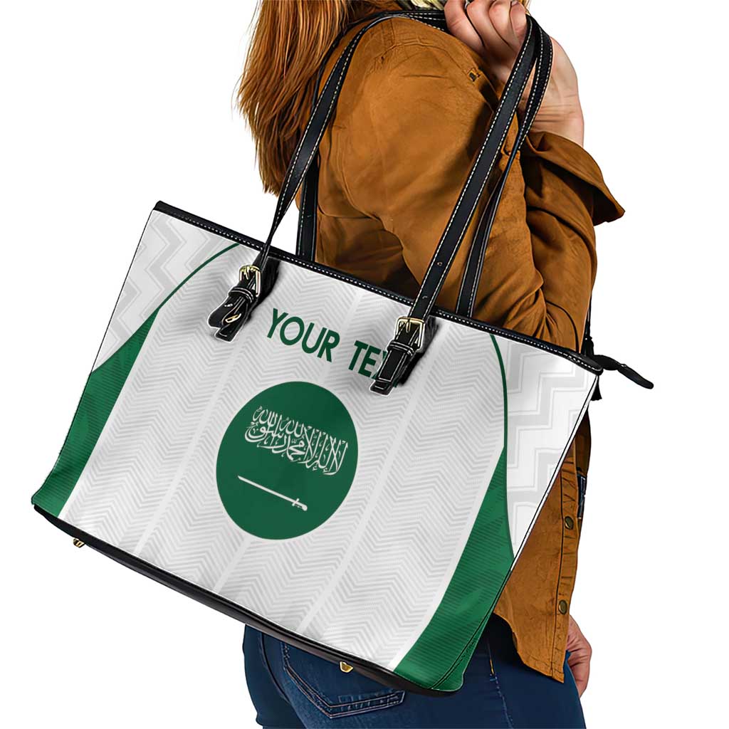 Custom Saudi Arabia Football Leather Tote Bag Go Green Falcons Sporty - White Version LT14