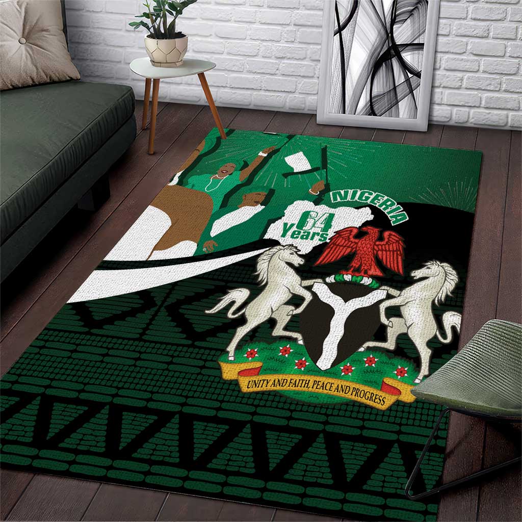 Nigeria Independence Day Area Rug Happy 64 Years Of Anniversary African Pattern LT14