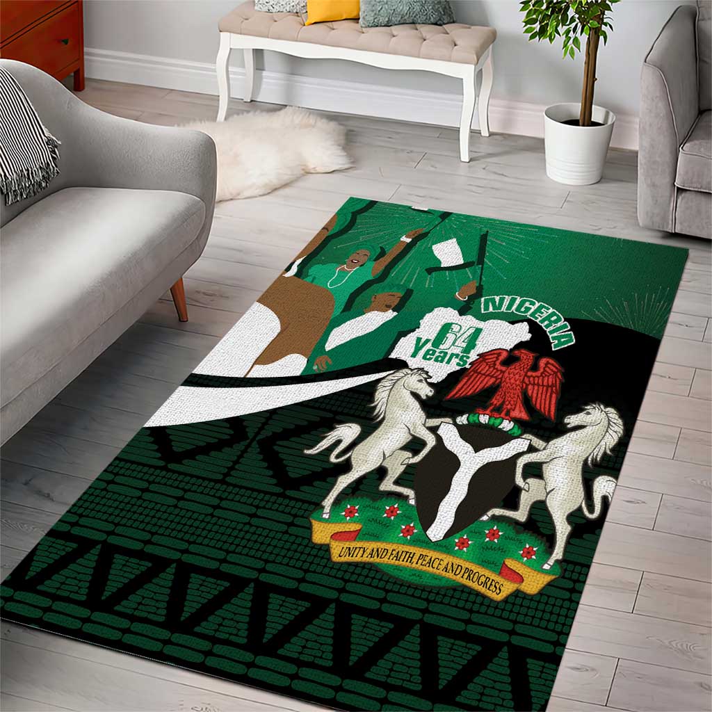 Nigeria Independence Day Area Rug Happy 64 Years Of Anniversary African Pattern LT14